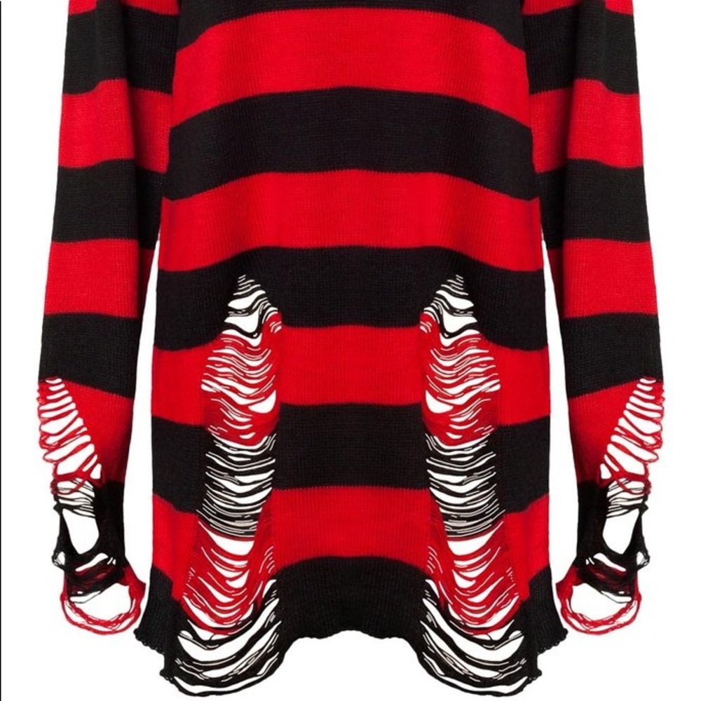 Killstar Red and Black Striped Sweater